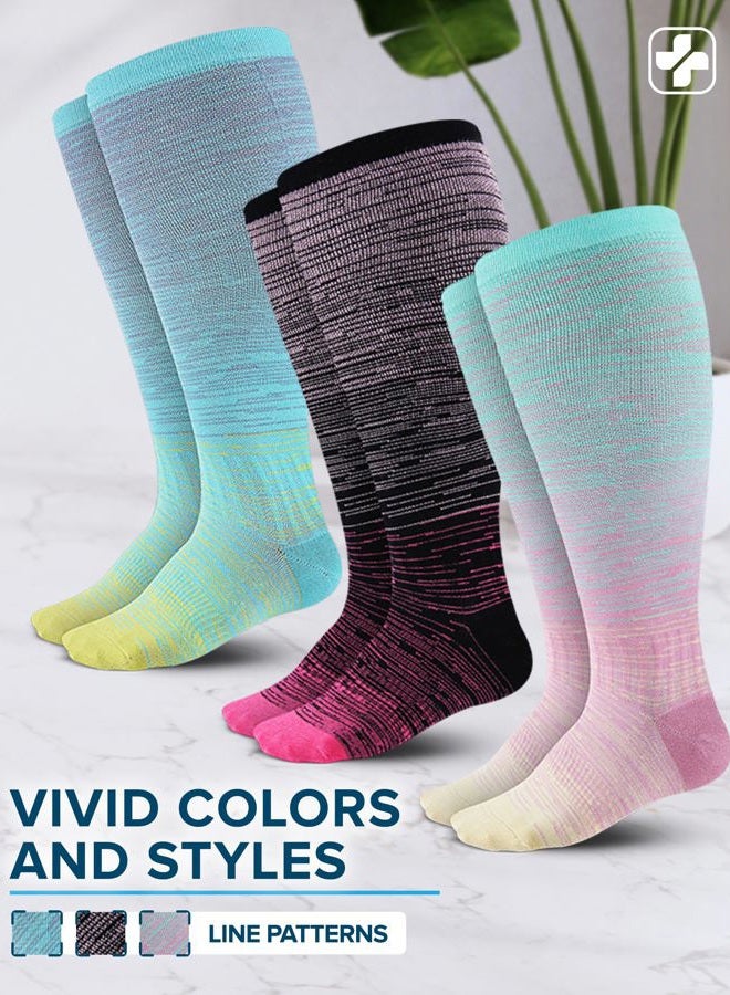 Doctor's Select 3 Pairs Plus Size Compression Socks Wide Calf | Bamboo Viscose Knee High Socks for Circulation Support | Wide Compression Socks Pat/3XL - Image 4
