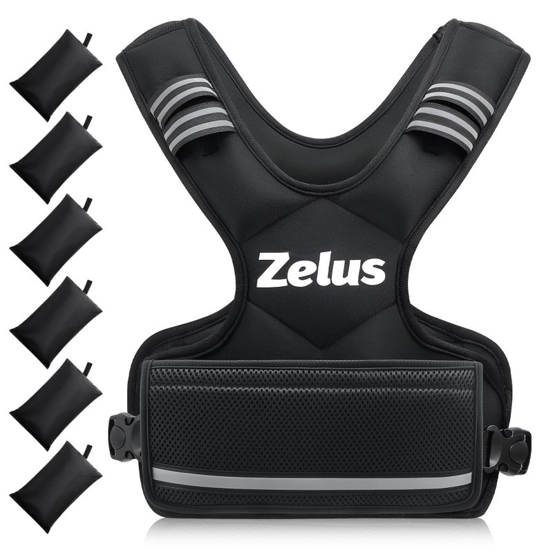 ZELUS Weighted Vest for Men and Women | 4-10lb/11-20lb/20-32lb Vest with 6 Ironsand Weights for Home Workouts | Adjustable Body Weight Vest Exercise Set for Cardio and Strength Training (4-10 lb.) - Image 1