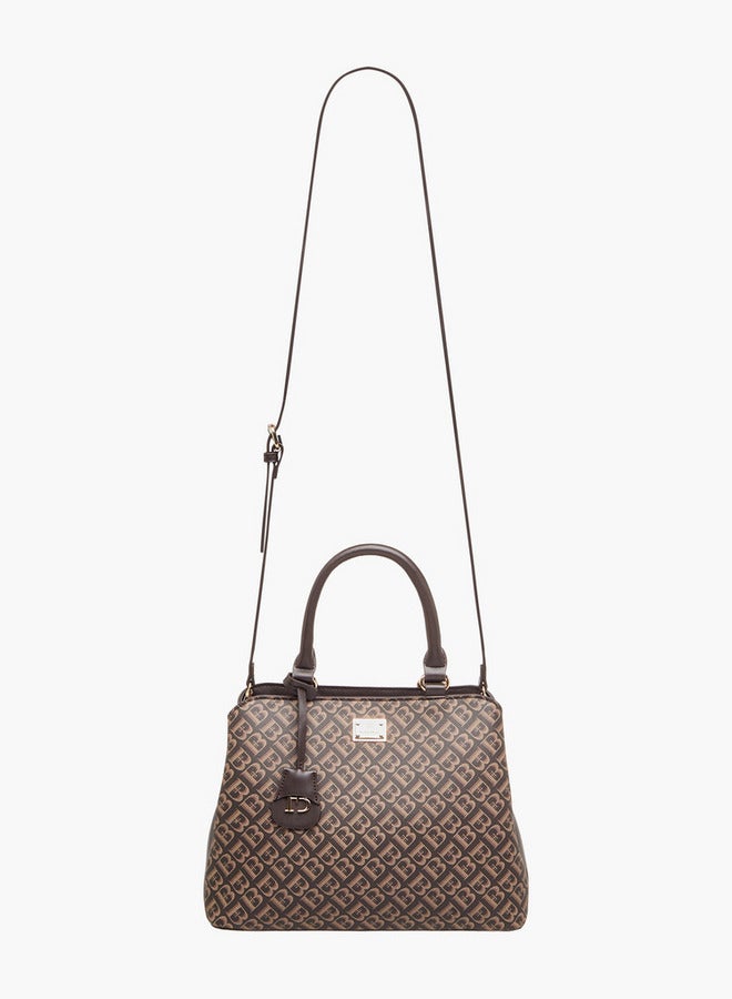 Flora Bella By Shoexpress Women's Monogram Print Tote Bag with Zip Closure and Detachable Strap  - Image 2
