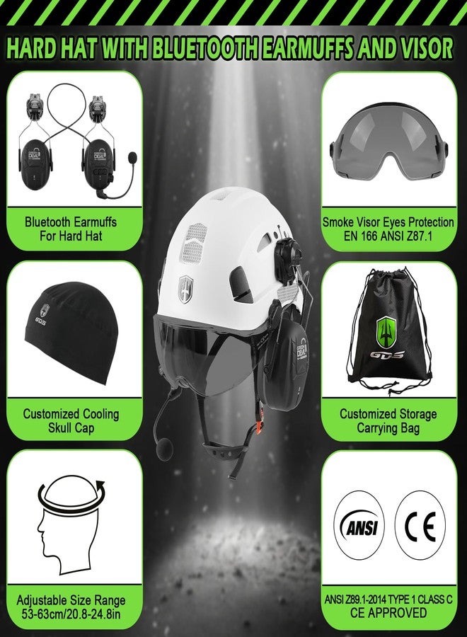GREEN DEVIL Hard Hat with Bluetooth Ear Muffs and Visor Vented Work Safety Helmet for Men Women ANSI Z89.1 Approved Hardhat Cascos de Construccion Ideal for Industrial & Construction - Image 2