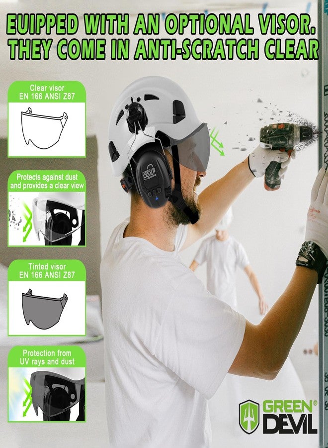 GREEN DEVIL Hard Hat with Bluetooth Ear Muffs and Visor Vented Work Safety Helmet for Men Women ANSI Z89.1 Approved Hardhat Cascos de Construccion Ideal for Industrial & Construction - Image 5