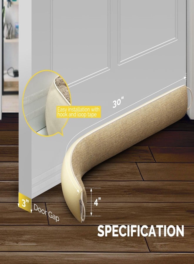 fowong Door Draft Stopper 30 Inch Under Door Noise Bolcker for Bottom of Doors, Weighted Door Snake Block Cold Air/Wind/Breeze Soundproof Door Sweep Seal for Front Door Oatmeal - Image 2