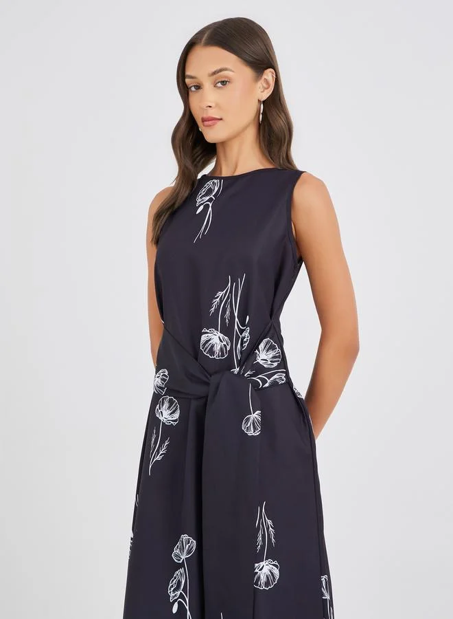 Styli Styli Floral Print Sleeveless A-Line Maxi Dress