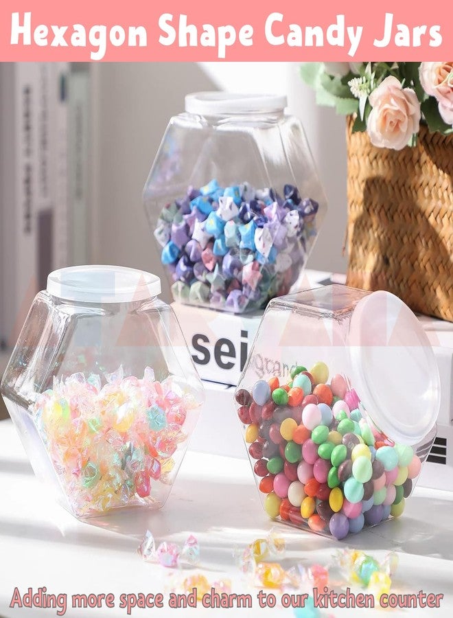 Atarvana Plastic Candy Jars 72oz Set of 4, Hexagon Candy Containers with Airtight Lids for Candy Buffet, Kitchen Storage Containers Set - Image 5