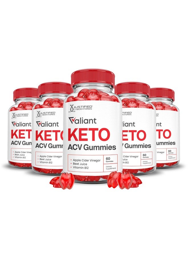 Justified Laboratories (5 Pack) Valiant Keto ACV Gummies Advanced Formula 1000MG Valant Keto Gummies Apple Cider Vinegar Formulated with Pomegranate Beet Juice Powder B12 Vegan Non GMO 300 Gummys - Image 1