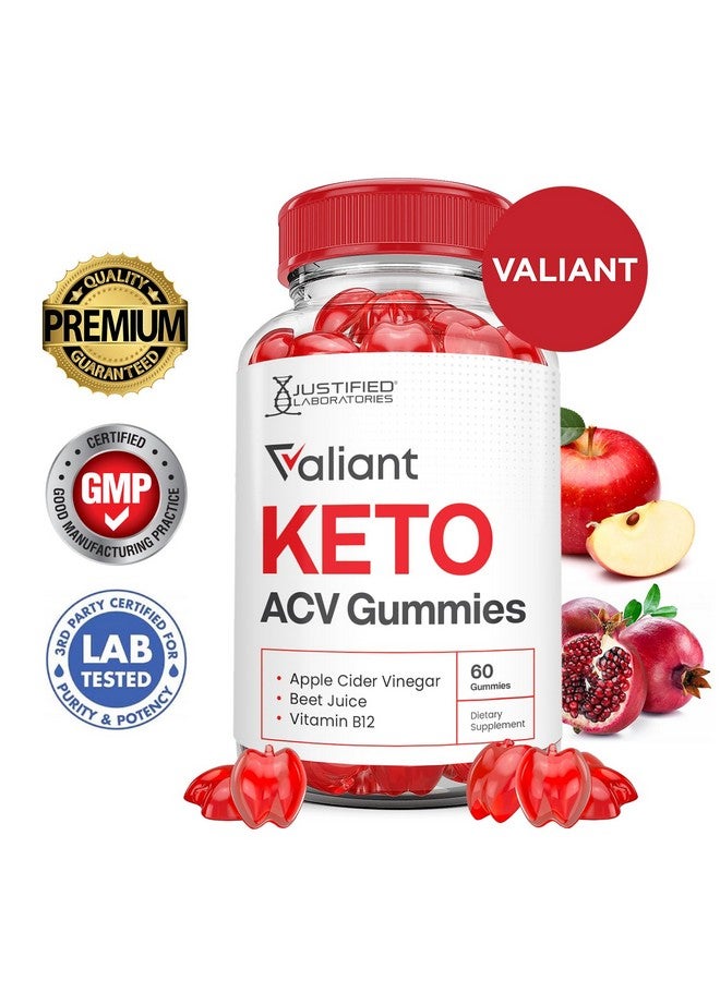 Justified Laboratories (5 Pack) Valiant Keto ACV Gummies Advanced Formula 1000MG Valant Keto Gummies Apple Cider Vinegar Formulated with Pomegranate Beet Juice Powder B12 Vegan Non GMO 300 Gummys - Image 2
