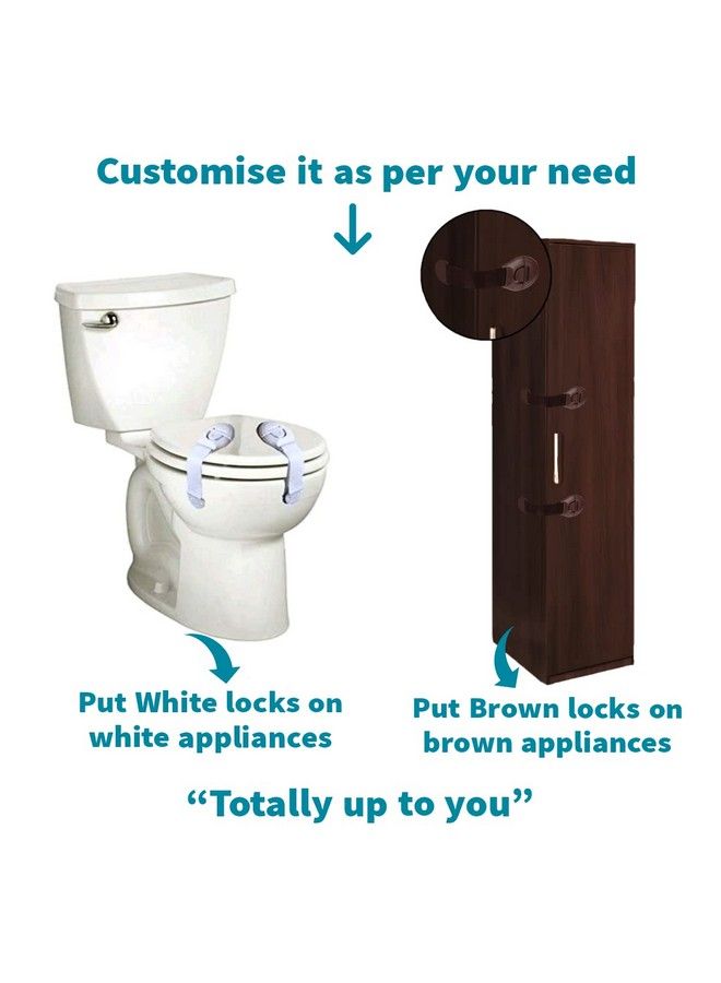 KidDough Furniture Safety Locks For Kids (4 Brown + 4 White Locks) - Image 3