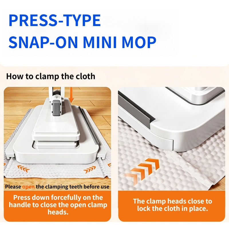 KZKR Snap Grip Mini Mop Touch Free Press Grip Removable Polvo Mini Lazy Dust Mop and Sweeping Mop for Wet and Dry Disposable Pads, Multi-Surface Floor Cleaning (5 Sheets Included) - Image 3