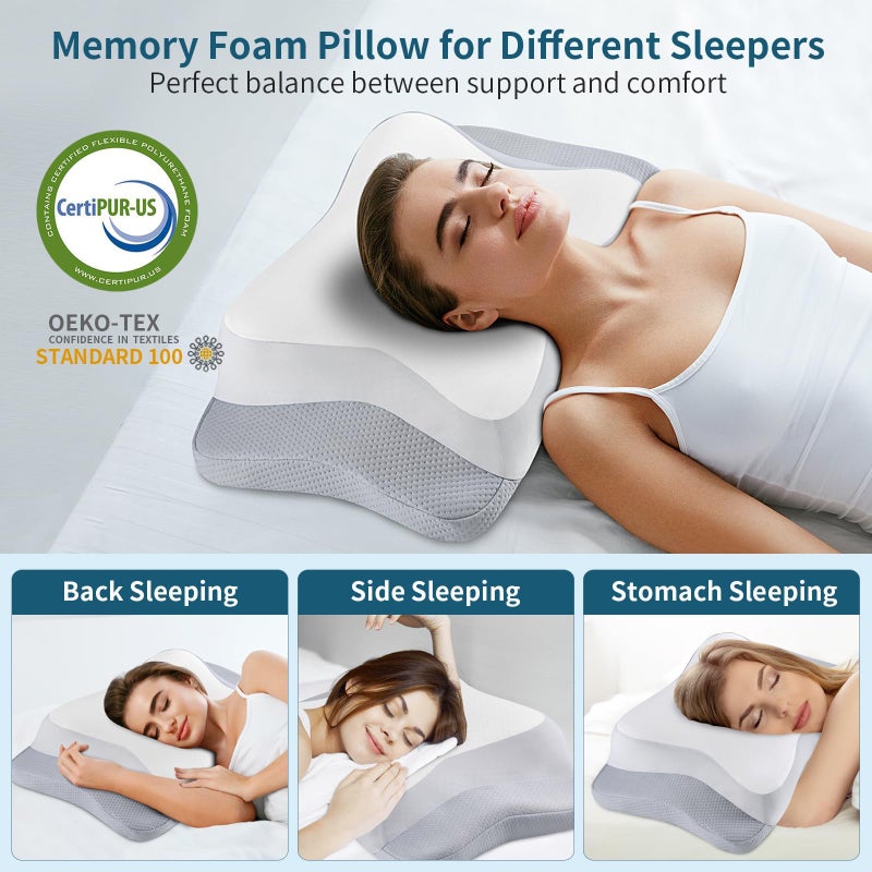 BoldBay Cervical Pillow for Pain Relief | Orthopedic Contour Memory Foam Pillows for Bed | Adjustable Ergonomic Pillows for Back, Stomach & Side Sleeping | Effective Solution for Pain Relief - Image 3