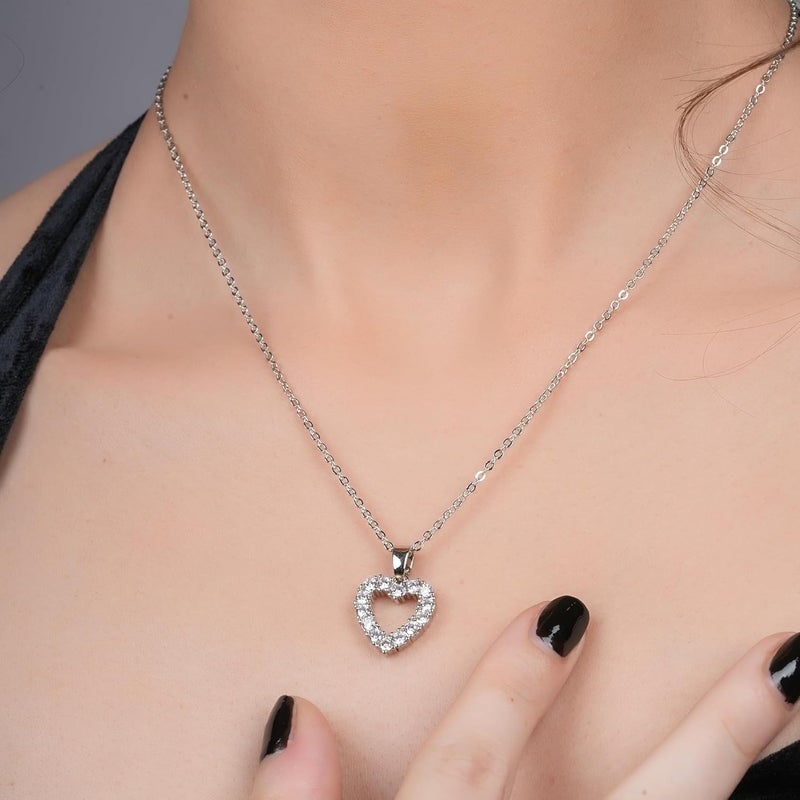 STYOLLO Crystal Diamond Heart Pendant Chain Necklace Fashion Jewellery Set For Women & Girls Stylish | Trendy Women's Pendants Locket | Beautiful Cute Valentines Day, Birthday Gift For Girls - Image 4