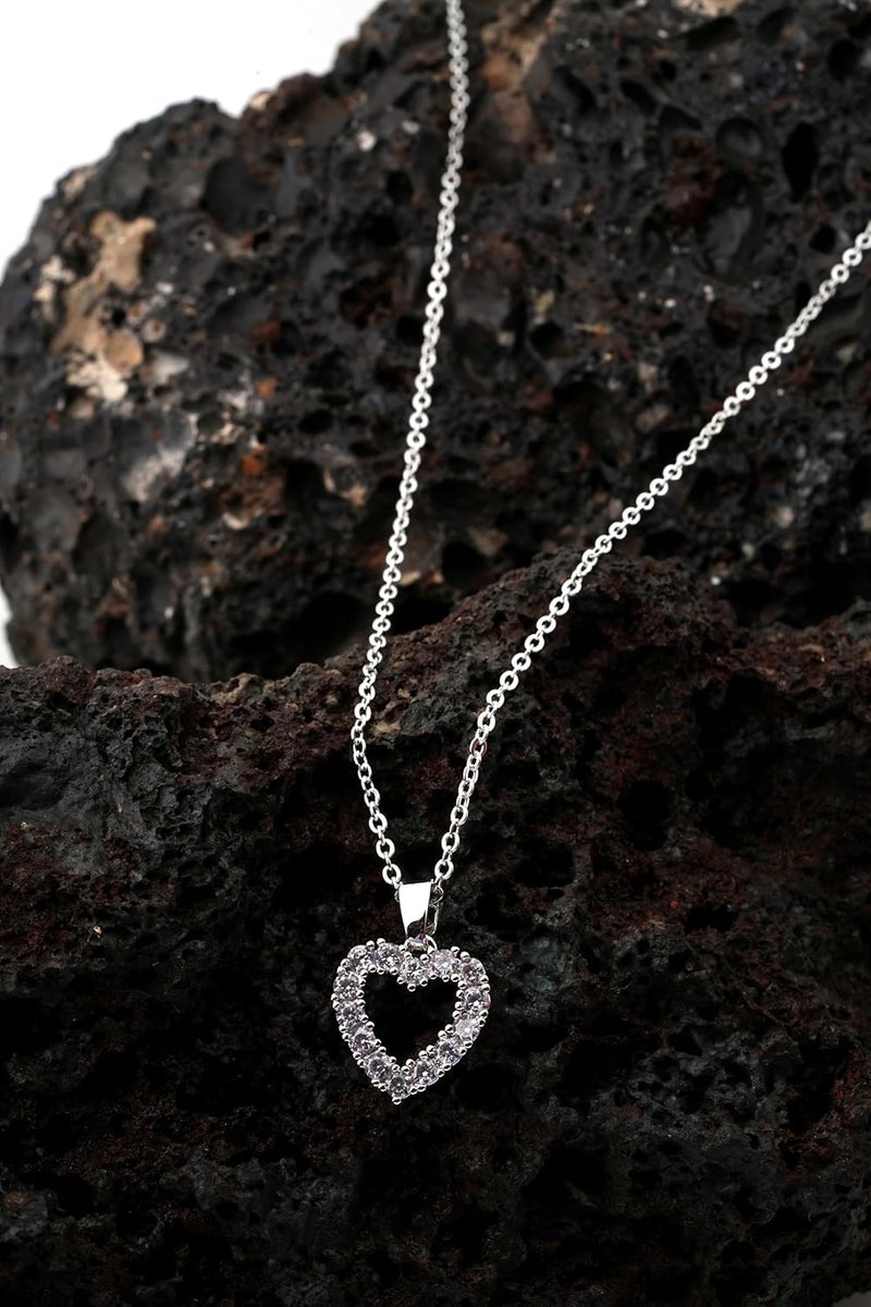 STYOLLO Crystal Diamond Heart Pendant Chain Necklace Fashion Jewellery Set For Women & Girls Stylish | Trendy Women's Pendants Locket | Beautiful Cute Valentines Day, Birthday Gift For Girls - Image 5