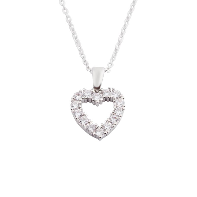 STYOLLO Crystal Diamond Heart Pendant Chain Necklace Fashion Jewellery Set For Women & Girls Stylish | Trendy Women's Pendants Locket | Beautiful Cute Valentines Day, Birthday Gift For Girls - Image 1