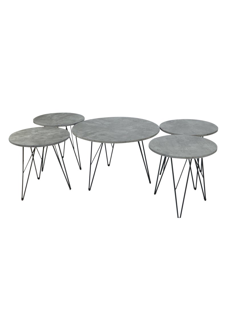 sahaba Coffee table set gray 1+4 pieces - Image 1