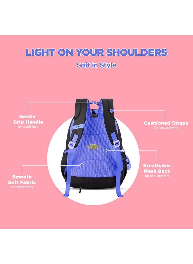 Skybags حقيبة ظهر مدرسية زهور 02 بسعة 37 لتر من سكاي باجز بتصميم زهور من قماش بوليستر فاخر للأطفال مع عدة جيوب وحزام قابل للتعديل - للبنات (أزرق) - Image 4