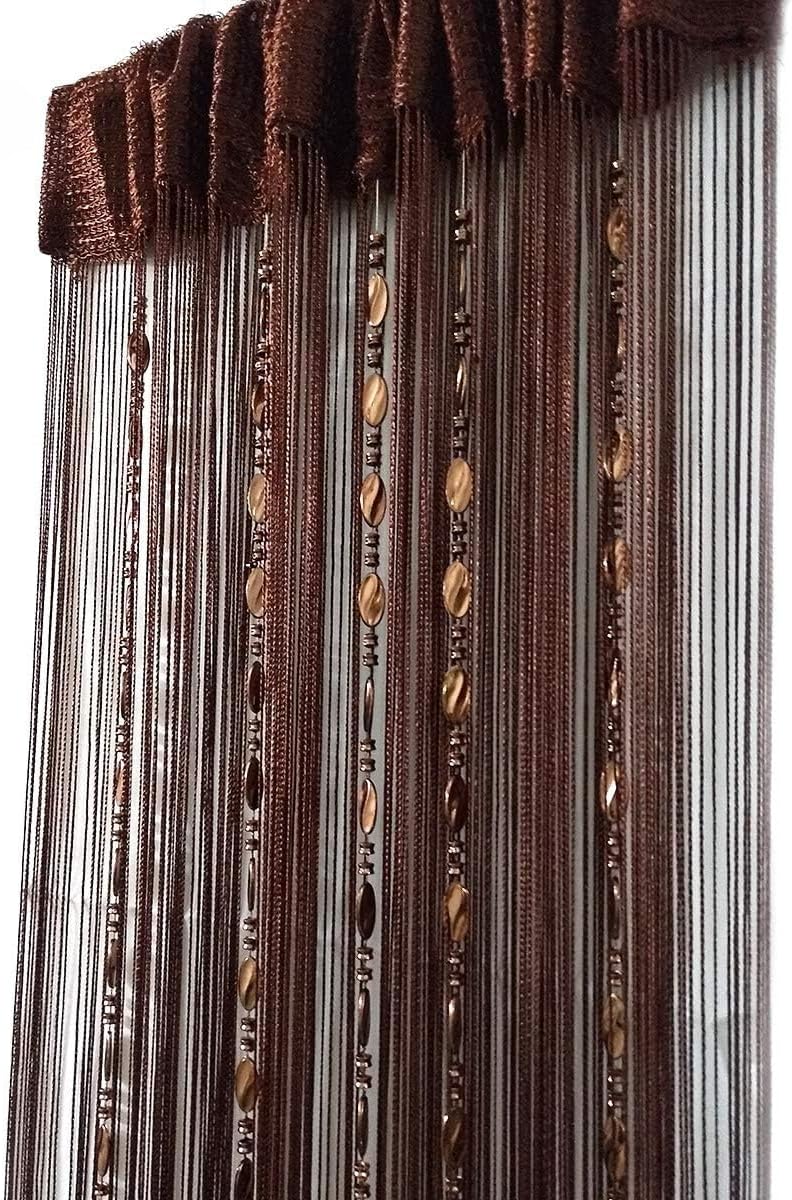 ave split Cross part assemble fit 100cmX200cm Decorative Door String Curtain Beads Wall Panel Fringe Window Room Divider Blind for Wedding Coffee House Restaurant Parts Door Divider Beads Tassel Screen Decoration (coffee25) Advanced compact design - Image 1