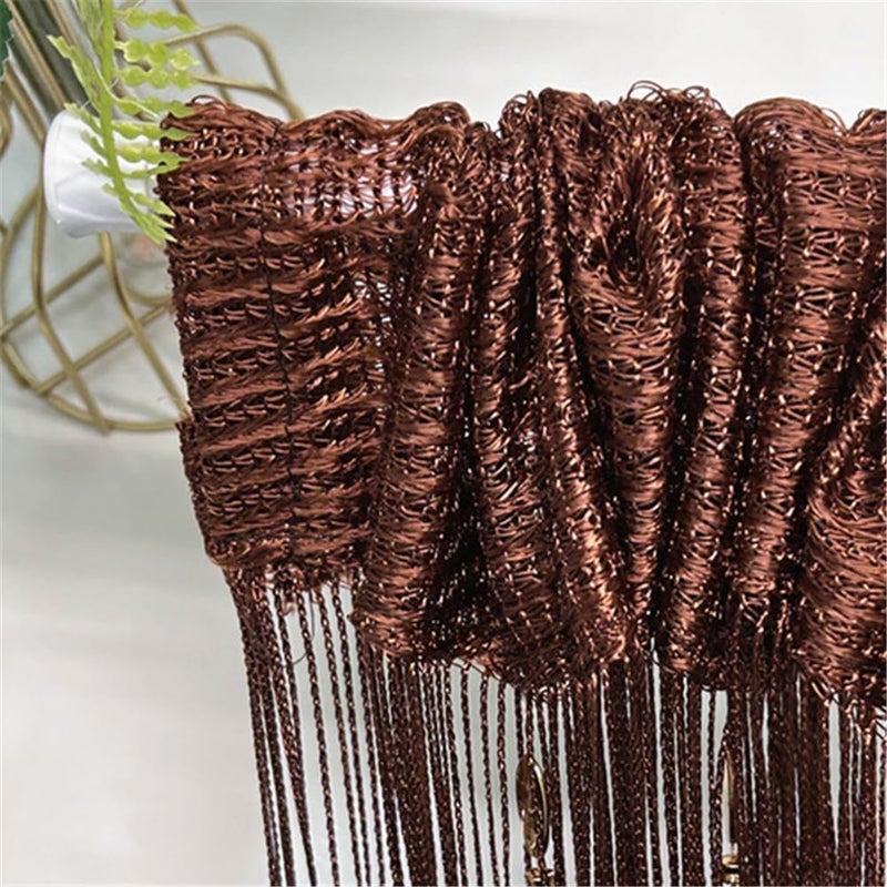 ave split Cross part assemble fit 100cmX200cm Decorative Door String Curtain Beads Wall Panel Fringe Window Room Divider Blind for Wedding Coffee House Restaurant Parts Door Divider Beads Tassel Screen Decoration (coffee25) Advanced compact design - Image 3