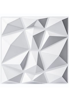 Generic 12-Pack 3D Wall Panels Diamond Interior Wall Decoration PVC Decorative Textured Wall Panels for Living Room Lobby Bedroom Hotel Office Matte White 30x 30cm  - Image 1