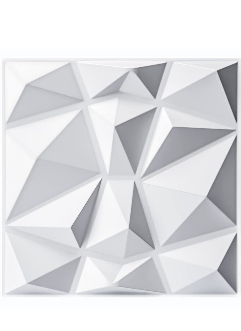 Generic 12-Pack 3D Wall Panels Diamond Interior Wall Decoration PVC Decorative Textured Wall Panels for Living Room Lobby Bedroom Hotel Office Matte White 30x 30cm  - Image 1