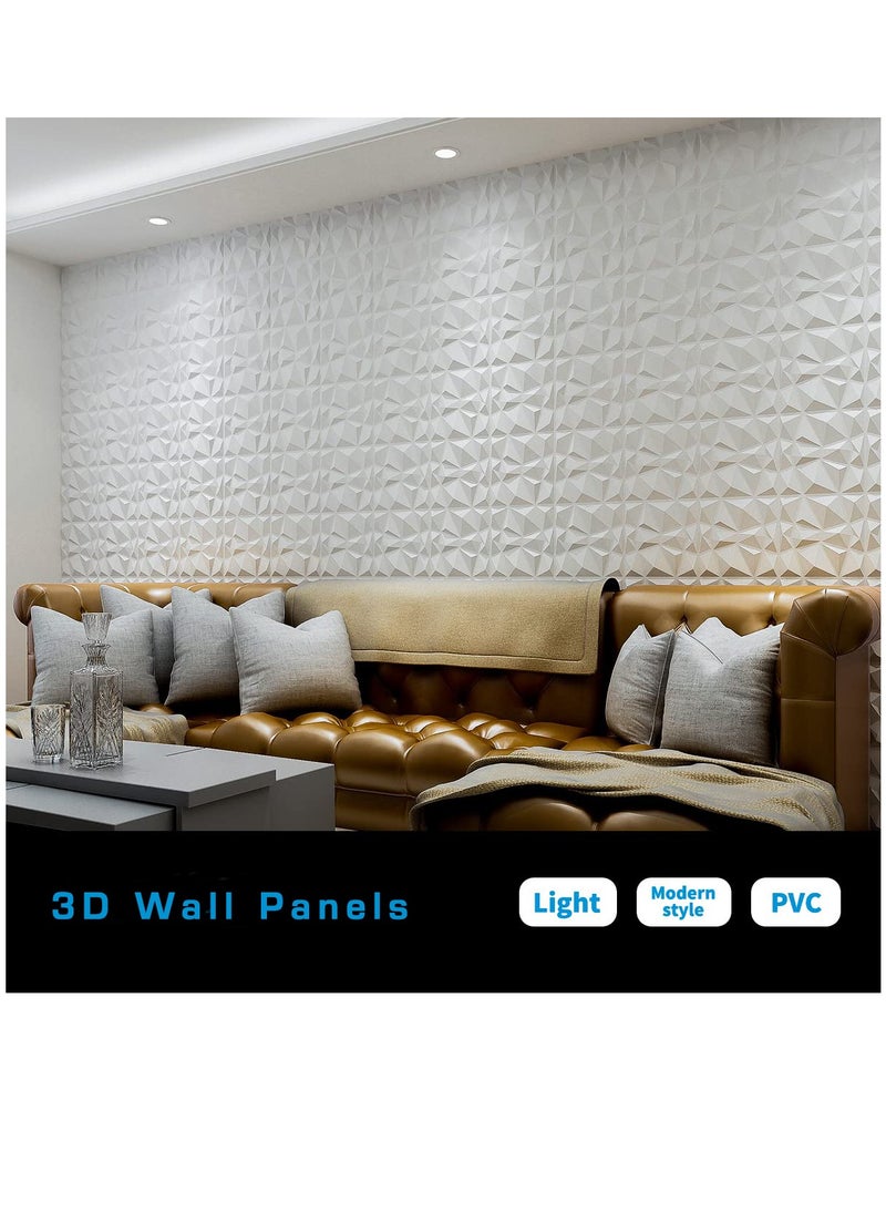 Generic 12-Pack 3D Wall Panels Diamond Interior Wall Decoration PVC Decorative Textured Wall Panels for Living Room Lobby Bedroom Hotel Office Matte White 30x 30cm  - Image 3