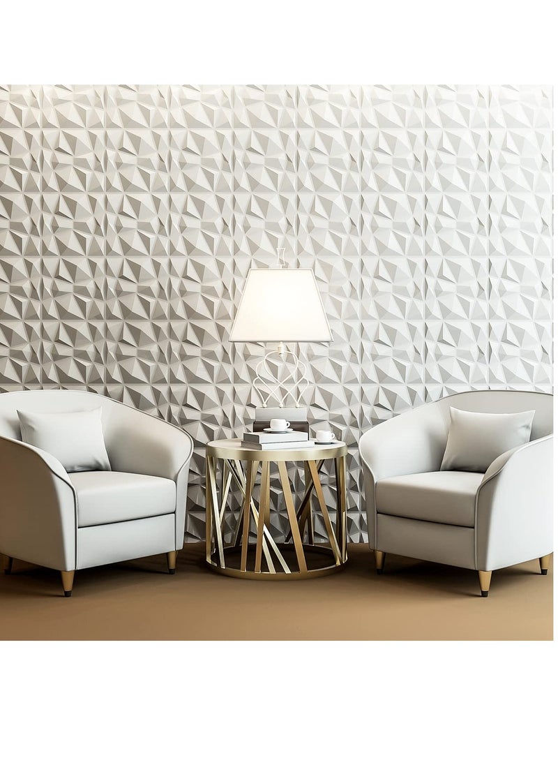 Generic 12-Pack 3D Wall Panels Diamond Interior Wall Decoration PVC Decorative Textured Wall Panels for Living Room Lobby Bedroom Hotel Office Matte White 30x 30cm  - Image 2