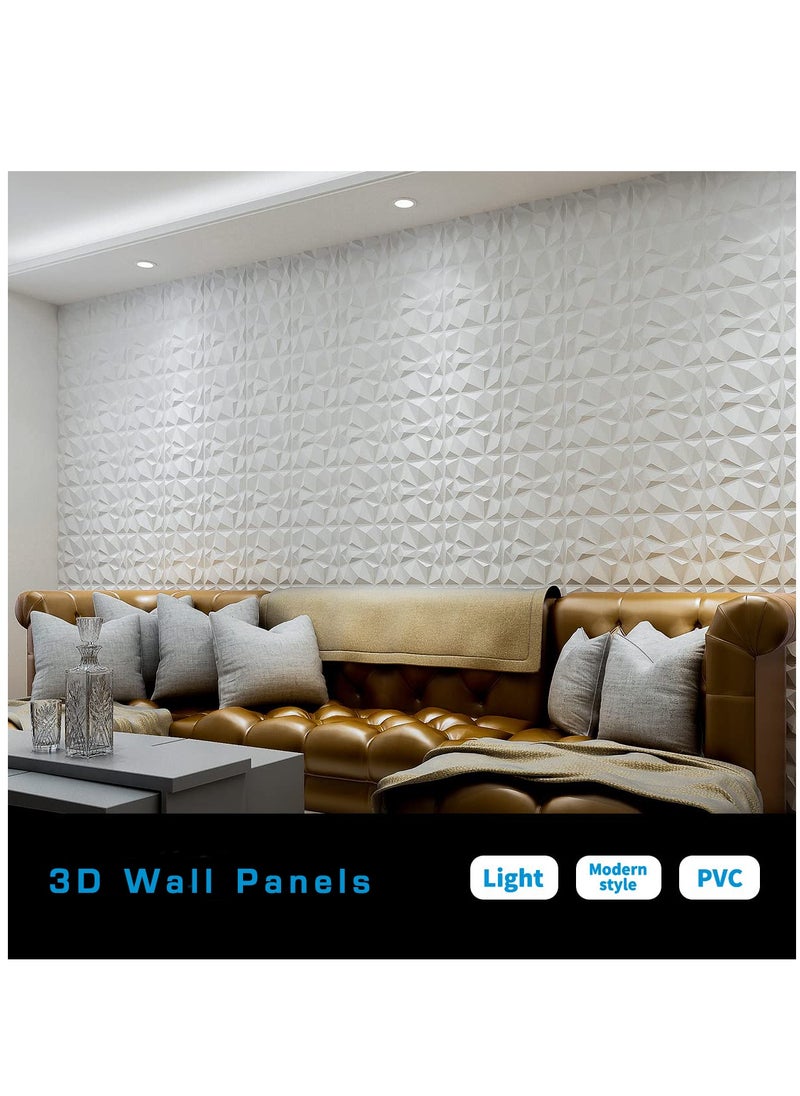 Generic 12-Pack 3D Wall Panels Diamond Interior Wall Decoration PVC Decorative Textured Wall Panels for Living Room Lobby Bedroom Hotel Office Matte White 30x 30cm  - Image 5