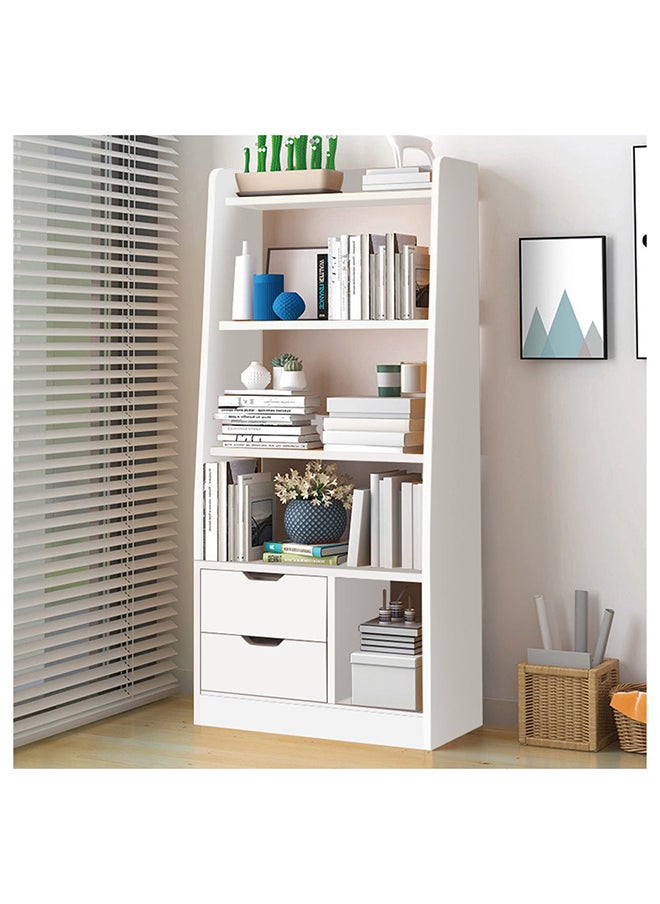 DANUBE HOME Salvatore Bookcase 2 Tier Book Shelf Cabinet with Drawers Modern Design Adjustable Wooden Book Organiser Cupboard Space Saving Display Storage Rack for Home Office White  - Image 1