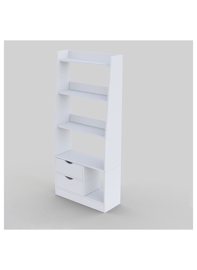 DANUBE HOME Salvatore Bookcase 2 Tier Book Shelf Cabinet with Drawers Modern Design Adjustable Wooden Book Organiser Cupboard Space Saving Display Storage Rack for Home Office White  - Image 5