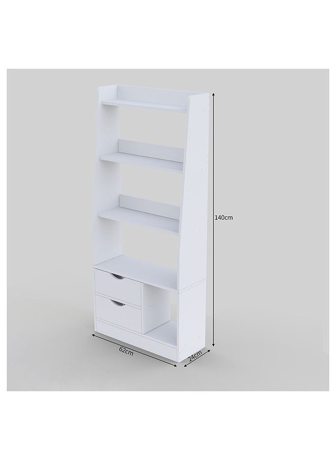 DANUBE HOME Salvatore Bookcase 2 Tier Book Shelf Cabinet with Drawers Modern Design Adjustable Wooden Book Organiser Cupboard Space Saving Display Storage Rack for Home Office White  - Image 2