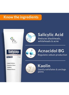 FIXDERMA Salyzap Lotion Night Time, With Salicylic Acid Helps In Moisture Balance, For Acne Scars, Pimples, Unclogs Pores, Exfoliator, Soothes Redness, Suitable For Oily And Acne-Prone Skin, 20Ml  - Image 5