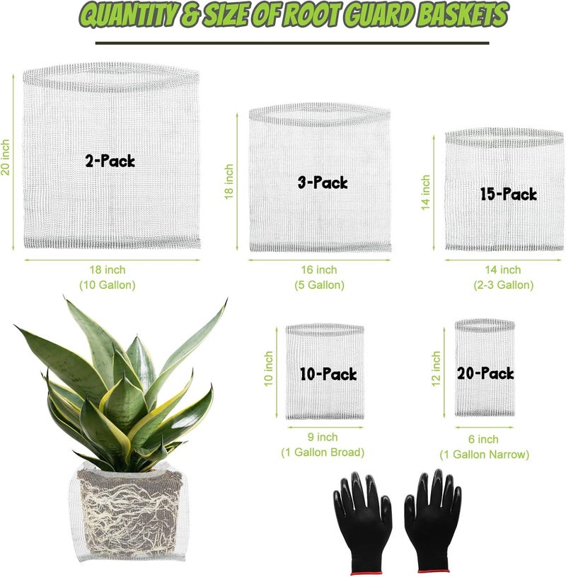 Froidesente 50 Pcs Root Guard Gopher Proof Stainless Wire Steel Baskets, 1 Gallon 3 Gallon 5 Gallon 10 Gallon Gophers Moles Voles Mesh Baskets Protect Plant Roots Tubers Trees Flowers Crops (Mix Size) - Image 2