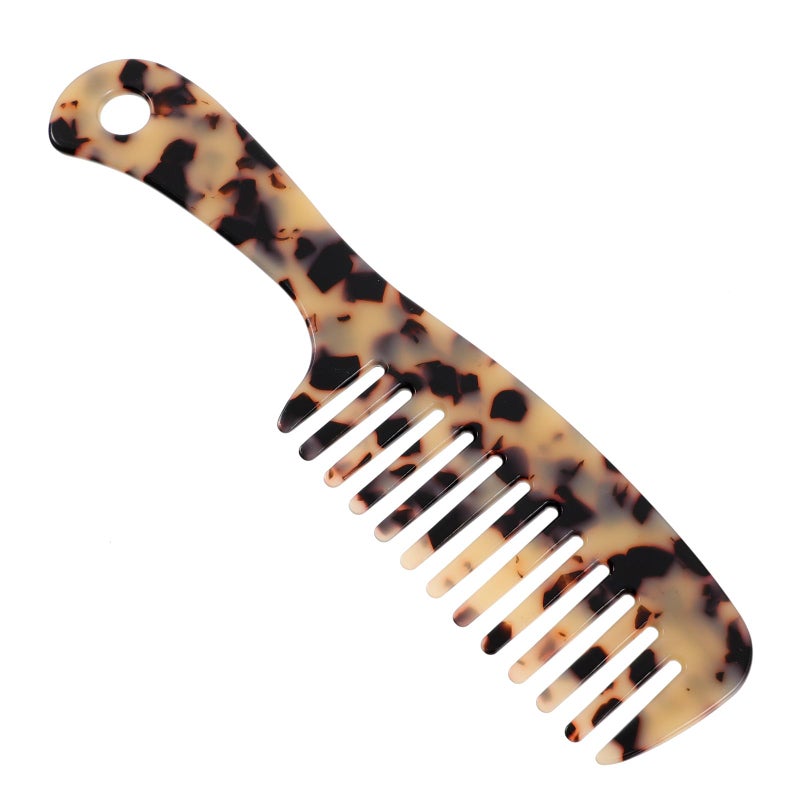 Vintage Tortoiseshell Marble Acetate Hair Comb Wide Tooth Lightweight For Salon Travel - Image 2