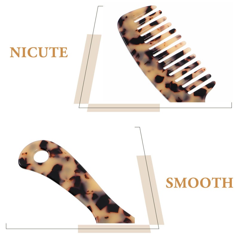 Vintage Tortoiseshell Marble Acetate Hair Comb Wide Tooth Lightweight For Salon Travel - Image 4