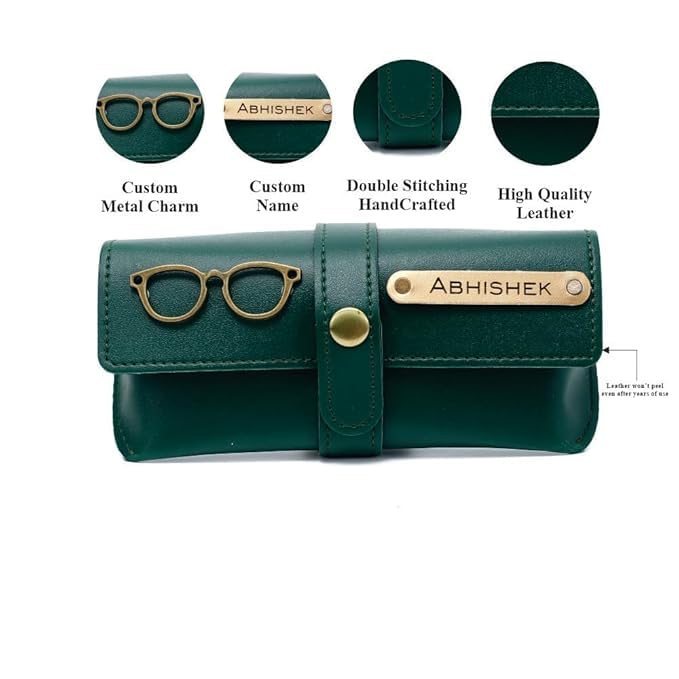 Geocell Personalised Name & Charm Leather Sunglass Case Cover for Men & Women | Hard Case Eyewear Cover - Image 4