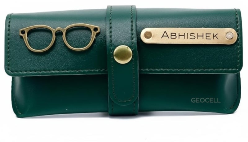 Geocell Personalised Name & Charm Leather Sunglass Case Cover for Men & Women | Hard Case Eyewear Cover - Image 1