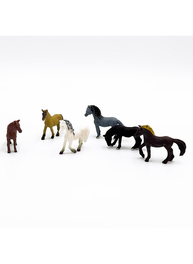 Galaxy - Galaxy 6 Horse Animal Farm Set - Realistic Horse Figurines, Safe Eco-Friendly PVC, Educational Early Learning Toys for Kids, Ideal for Parties and Bath Time - Image 1