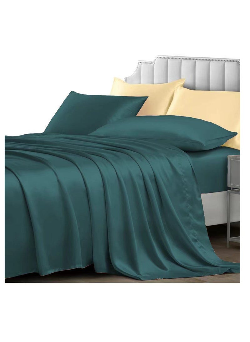 BAIG 6Pcs King Size Mulberry Silk Duvet Cover Sheet Ultra Soft and Silky Breathable Nature Silk Bedding Set with four Pillowcase