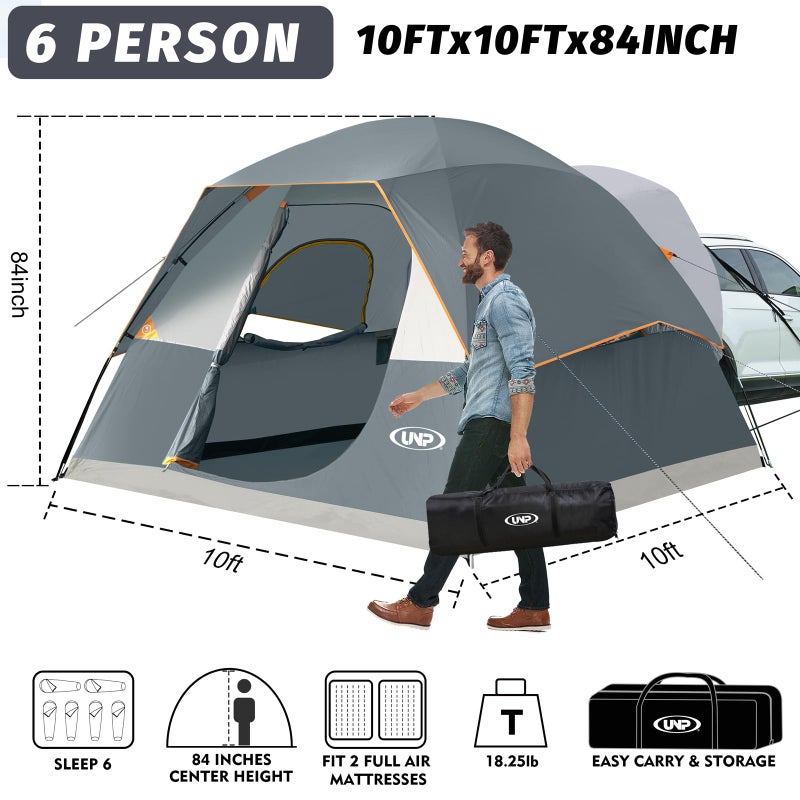 UNP SUV Dome Tent for Camping, Outdoor 6 Person Car Camping Tent, Easy Set Up SUV Tailgate Tent with Rainfly 10' x 10' Vehicle Camping Tent - Image 2
