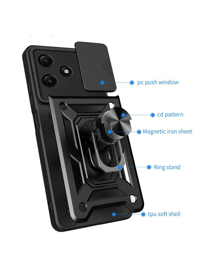اس-توب جراب لهاتف Redmi 12 5G بتصميم غطاء كاميرا منزلق مصنوع من مادة TPU+PC - Image 3