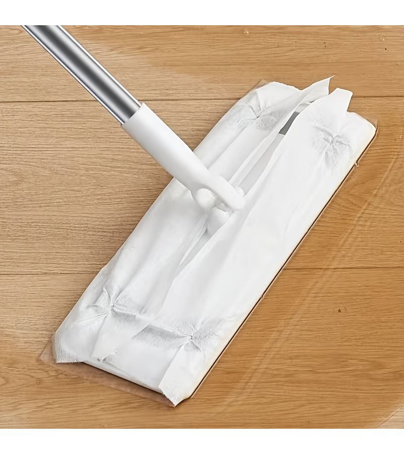 White Electrostatic Dust Mop With Telescopic Handle For Floor Wall And Countertop Cleaning - Image 3