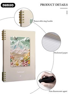 DUNISO A5 80 Pages Loose Leaf Notebook with Waterproof Case Simple Student Loose Leaf Paper Diary Round Hole Removable Loose-Leaf Notebook Business Notebook for Student Office Writing  - Image 2