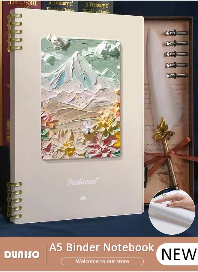 DUNISO A5 80 Pages Loose Leaf Notebook with Waterproof Case Simple Student Loose Leaf Paper Diary Round Hole Removable Loose-Leaf Notebook Business Notebook for Student Office Writing  - Image 1