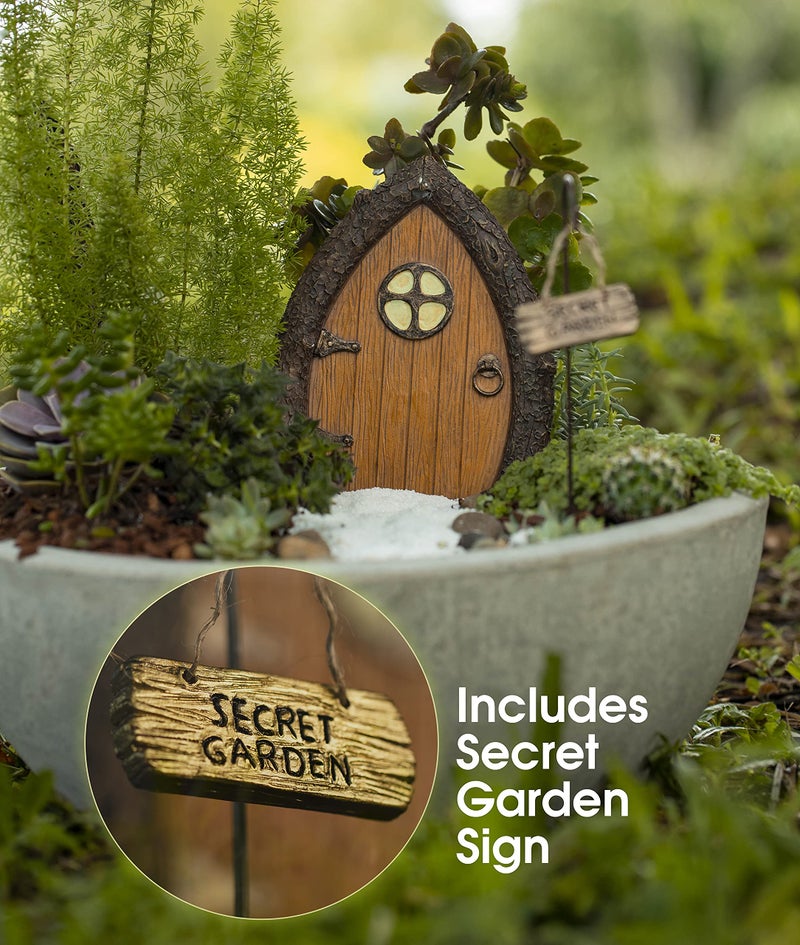 Tree Poetry Fairy Door and Windows for Trees â€“ Glow in The Dark Yard Art Sculpture Decoration for Kids Room, Wall and Trees Outdoor | Miniature Fairy Garden Outdoor Decor Accessories with Secret Garden Sign - Image 4