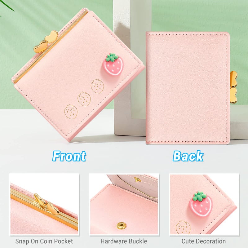 YINHEXI YINHEXI Wallet Card Holder, Small Bifold RFID Blocking Purse, Cute Small Leather Pocket Wallet for Women, Girls, Ladies (Baby Pink)  - Image 4