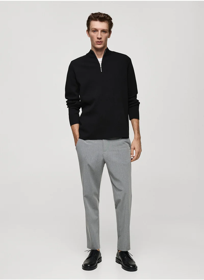 مانجو مان Medium-Knit Sweater With A Funnel Neck And Zip