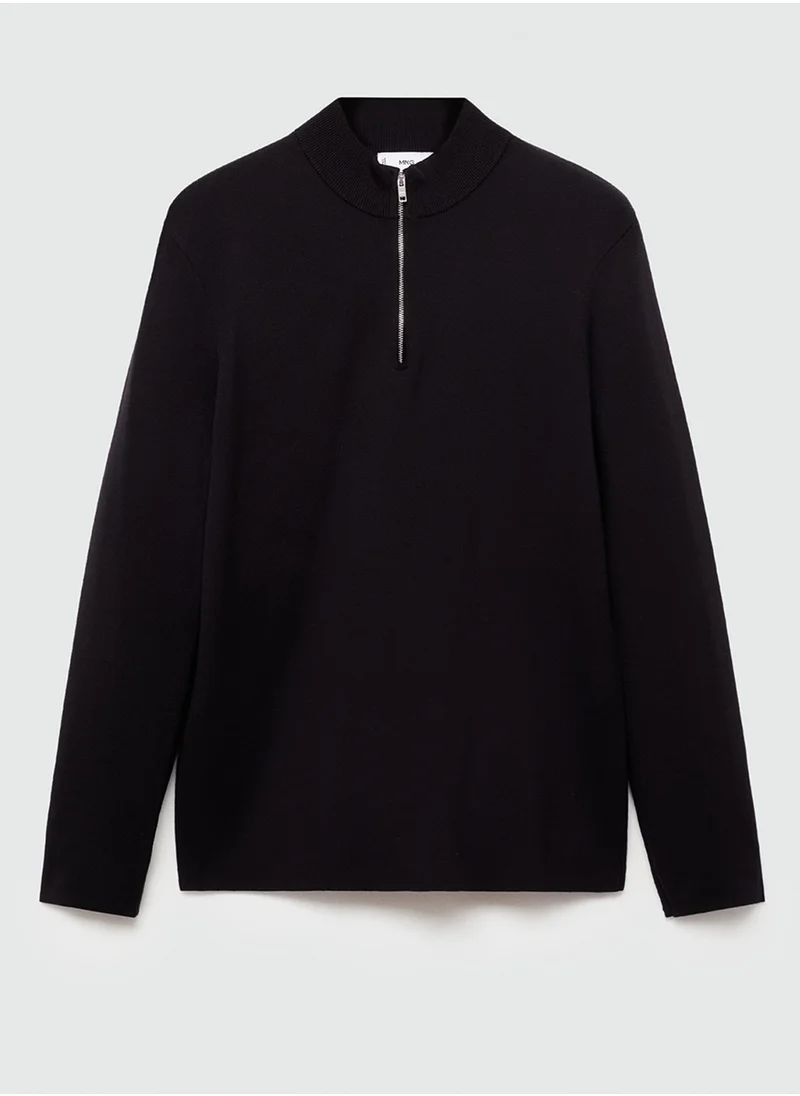 مانجو مان Medium-Knit Sweater With A Funnel Neck And Zip