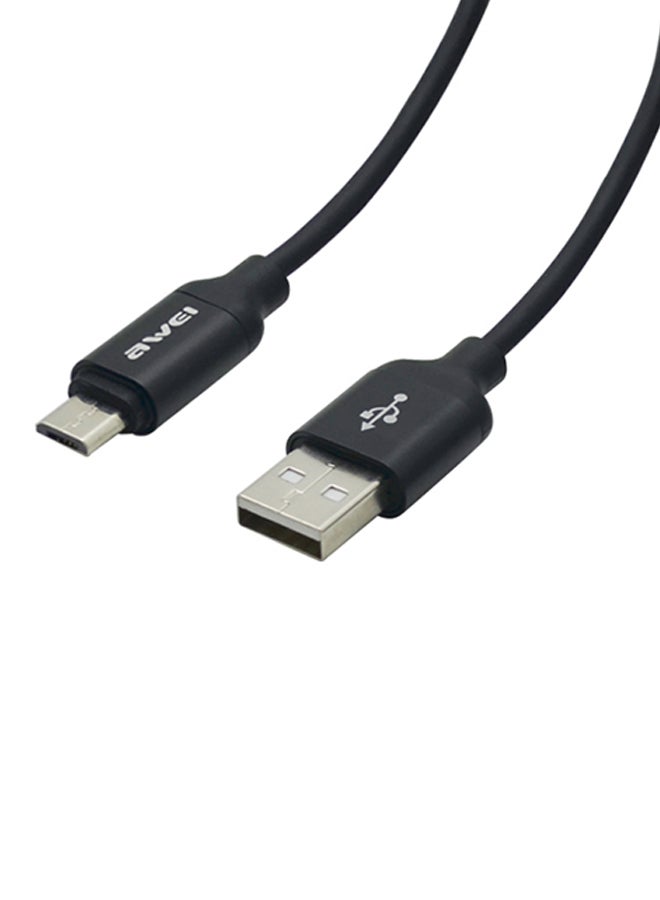 كابل شحن ومزامنة البيانات بمنفذ Micro USB أسود