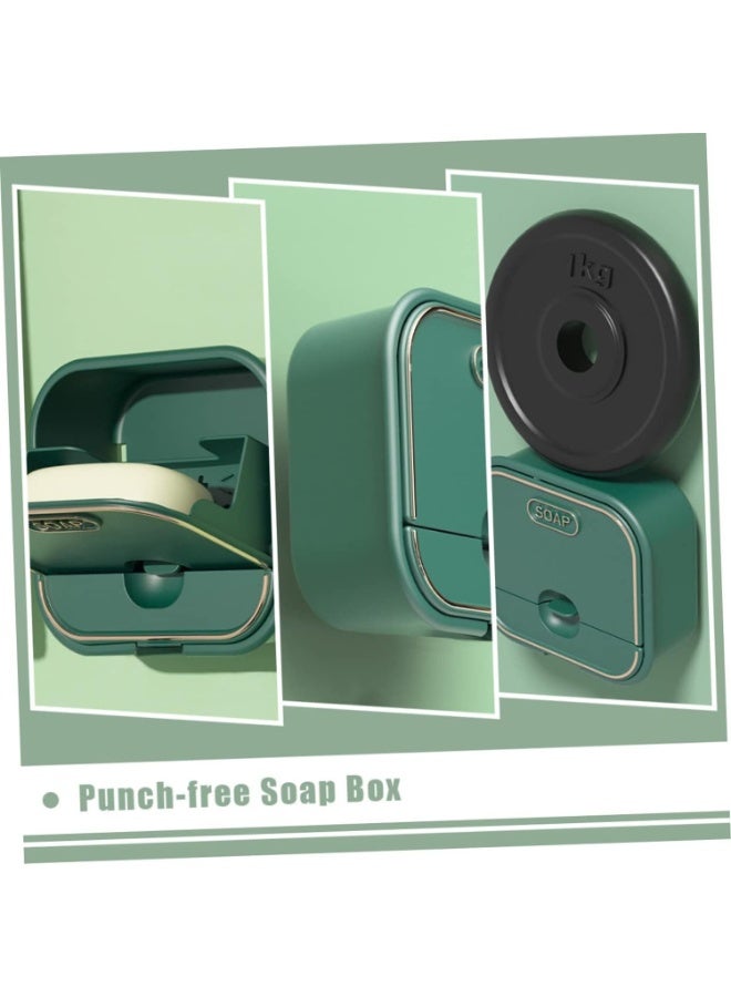 CMGTYYD. علبة صابون حائطية من قطعتين، حافظة صابون ذاتية التصريف للحمام، حاوية تخزين ذاتية اللصق مقاومة للماء للمطبخ والحمام - Image 3