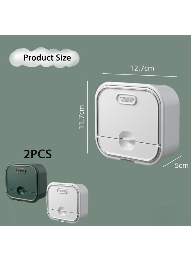 CMGTYYD. علبة صابون حائطية من قطعتين، حافظة صابون ذاتية التصريف للحمام، حاوية تخزين ذاتية اللصق مقاومة للماء للمطبخ والحمام - Image 2