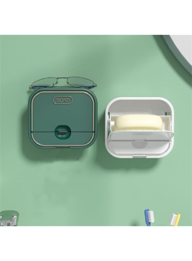 CMGTYYD. علبة صابون حائطية من قطعتين، حافظة صابون ذاتية التصريف للحمام، حاوية تخزين ذاتية اللصق مقاومة للماء للمطبخ والحمام - Image 4