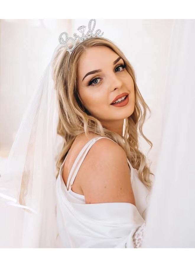 طرحة زفاف مع مشط، طرحة عروس من التول من طبقتين، مستلزمات حفل الزفاف - Image 3